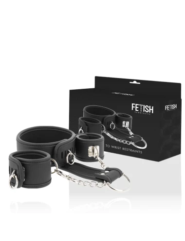 FETISH SUBMISSIVE - VEGAN LEATHER NECKLACE AND HANDCUFFS WITH NOPRENE LINING