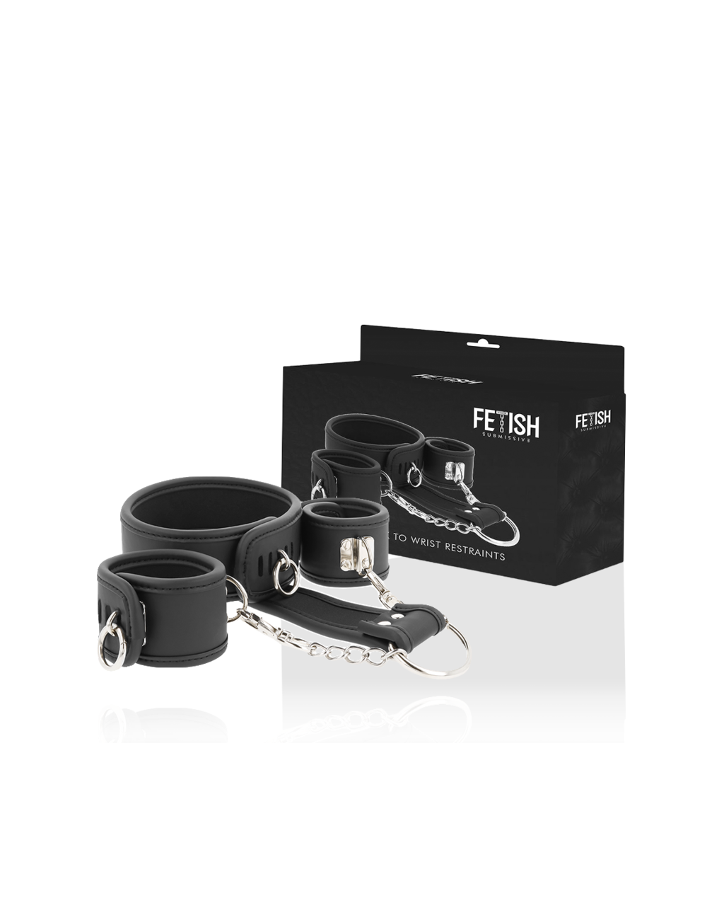 FETISH SUBMISSIVE - VEGAN LEATHER NECKLACE AND HANDCUFFS WITH NOPRENE LINING FETISH SUBMISSIVE - VEGAN LEATHER NECKLACE AND HANDCUFFS WITH NOPRENE LINING