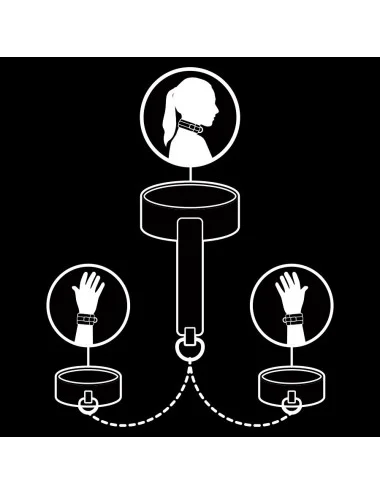 FETISH SUBMISSIVE - VEGAN LEATHER NECKLACE AND HANDCUFFS WITH NOPRENE LINING