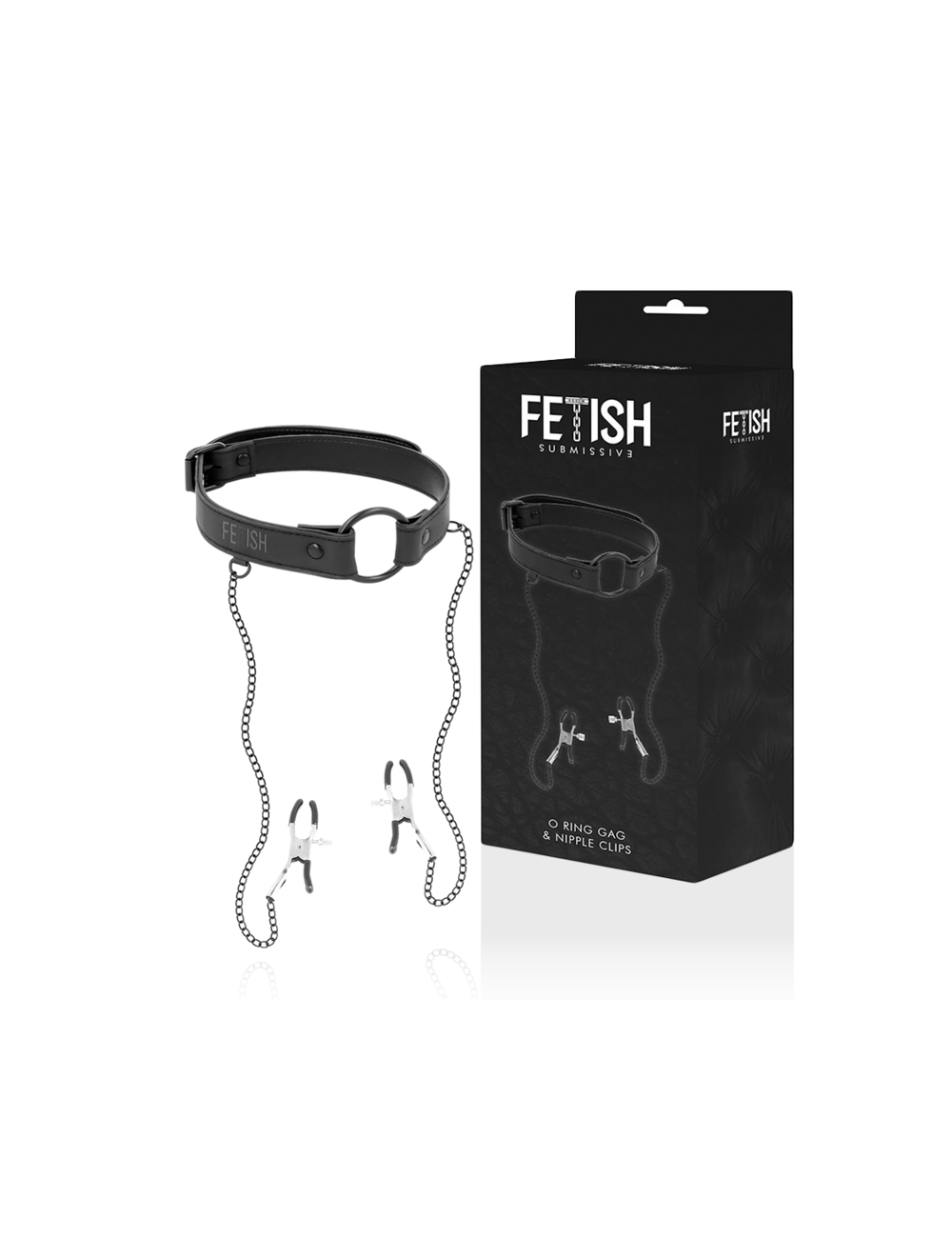FETISH SUBMISSIVE - GAG RING WITH NIPPLE CLAMPS