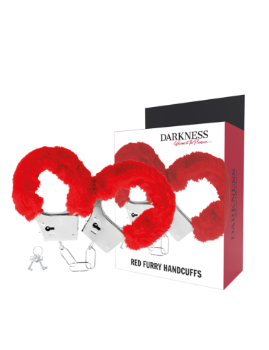DARKNESS - RED LINED METAL HANDCUFFS