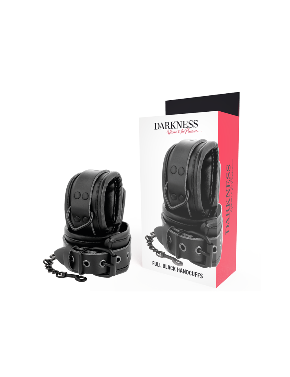 DARKNESS - ADJUSTABLE BLACK LEATHER HANDS HANDCUFFS