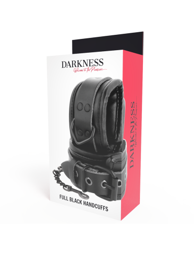 DARKNESS - ADJUSTABLE BLACK LEATHER HANDS HANDCUFFS