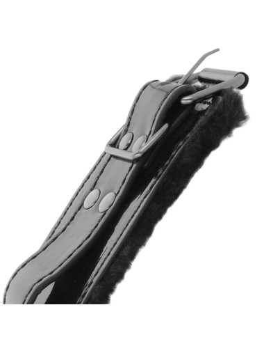 DARKNESS - BLACK ADJUSTABLE LEATHER HANDCUFFS WITH PADLOCK