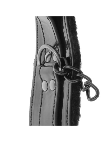 DARKNESS - BLACK ADJUSTABLE LEATHER HANDCUFFS WITH PADLOCK