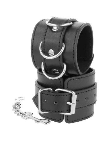 DARKNESS - BLACK ADJUSTABLE LEATHER ANKLE HANDCUFFS