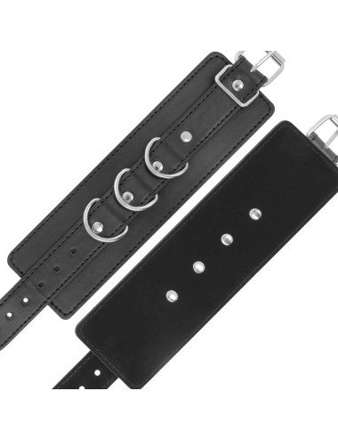 DARKNESS - BLACK ADJUSTABLE LEATHER ANKLE HANDCUFFS