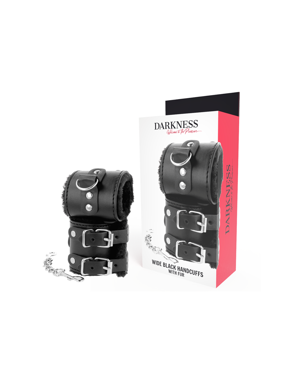 DARKNESS - BLACK ADJUSTABLE LEATHER HANDCUFFS WITH LINING