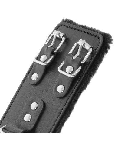 DARKNESS - BLACK ADJUSTABLE LEATHER HANDCUFFS WITH LINING