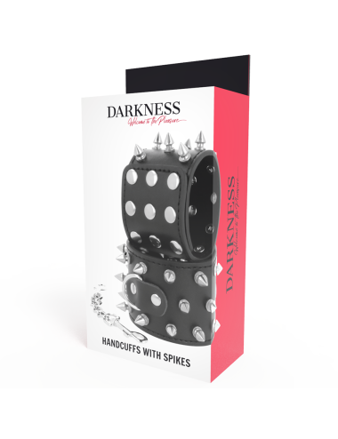 DARKNESS - SKULLS AND BONES BLACK SPIKED HANDCUFFS