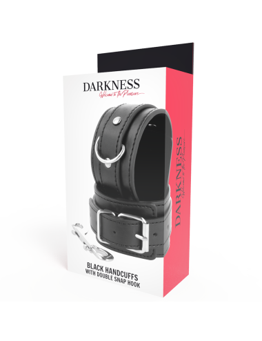 DARKNESS - BLACK ADJUSTABLE HANDCUFFS WITH DOUBLE REINFORCEMENT TAPE