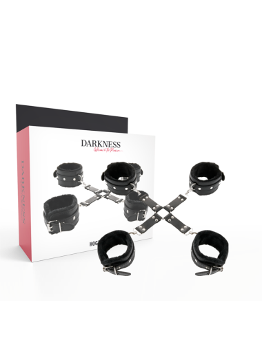 DARKNESS - LEATHER HANDCUFFS FOR FOOT AND HANDS BLACK