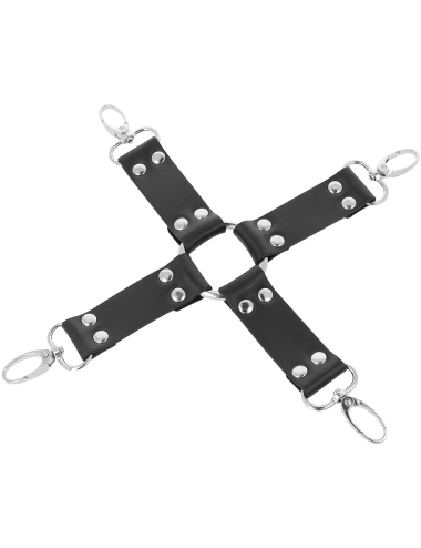 DARKNESS - LEATHER HANDCUFFS FOR FOOT AND HANDS BLACK