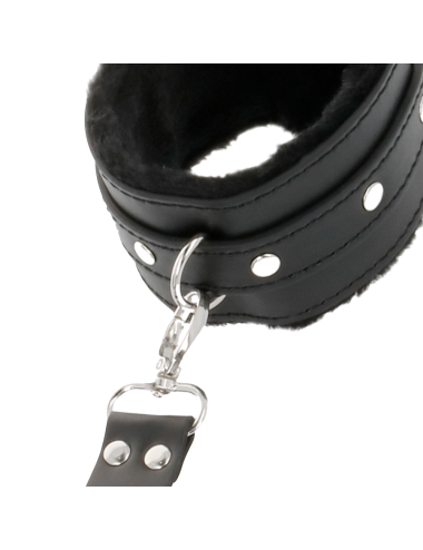 DARKNESS - LEATHER HANDCUFFS FOR FOOT AND HANDS BLACK