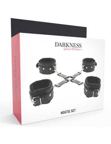 DARKNESS - LEATHER HANDCUFFS FOR FOOT AND HANDS BLACK