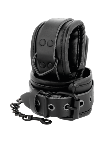 DARKNESS - BLACK LEATHER HANDCUFFS AND COLLAR
