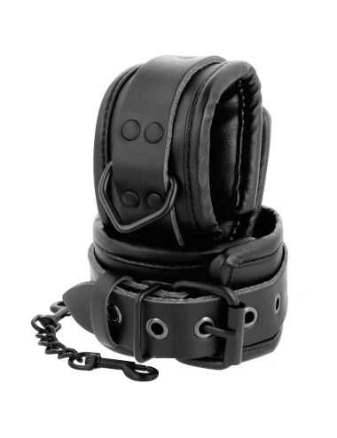 DARKNESS - BLACK LEATHER HANDCUFFS AND COLLAR