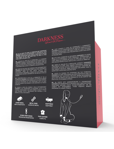 DARKNESS - BLACK LEATHER HANDCUFFS AND COLLAR