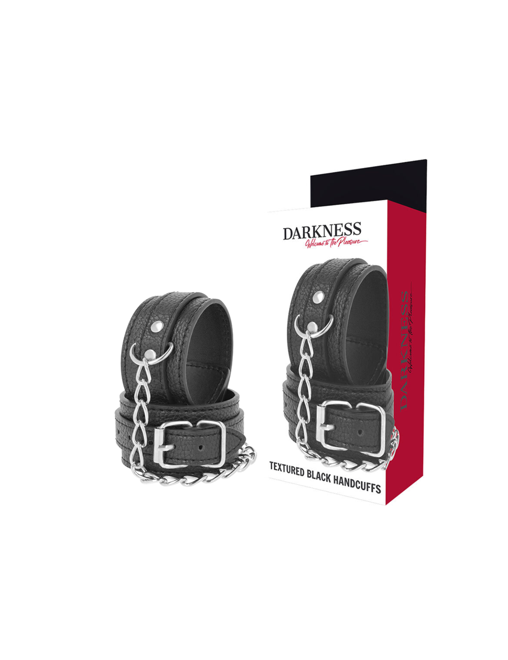 DARKNESS - BLACK TEXTURED LEATHER HANDCUFFS DARKNESS - BLACK TEXTURED LEATHER HANDCUFFS