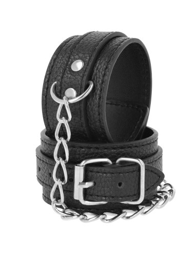DARKNESS - BLACK TEXTURED LEATHER HANDCUFFS