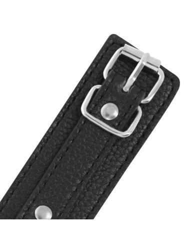 DARKNESS - BLACK TEXTURED LEATHER HANDCUFFS