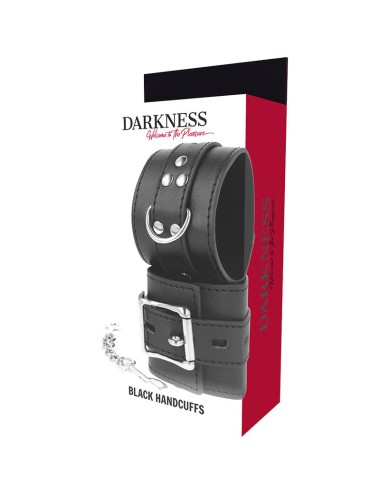 DARKNESS - BLACK LEATHER HANDCUFFS