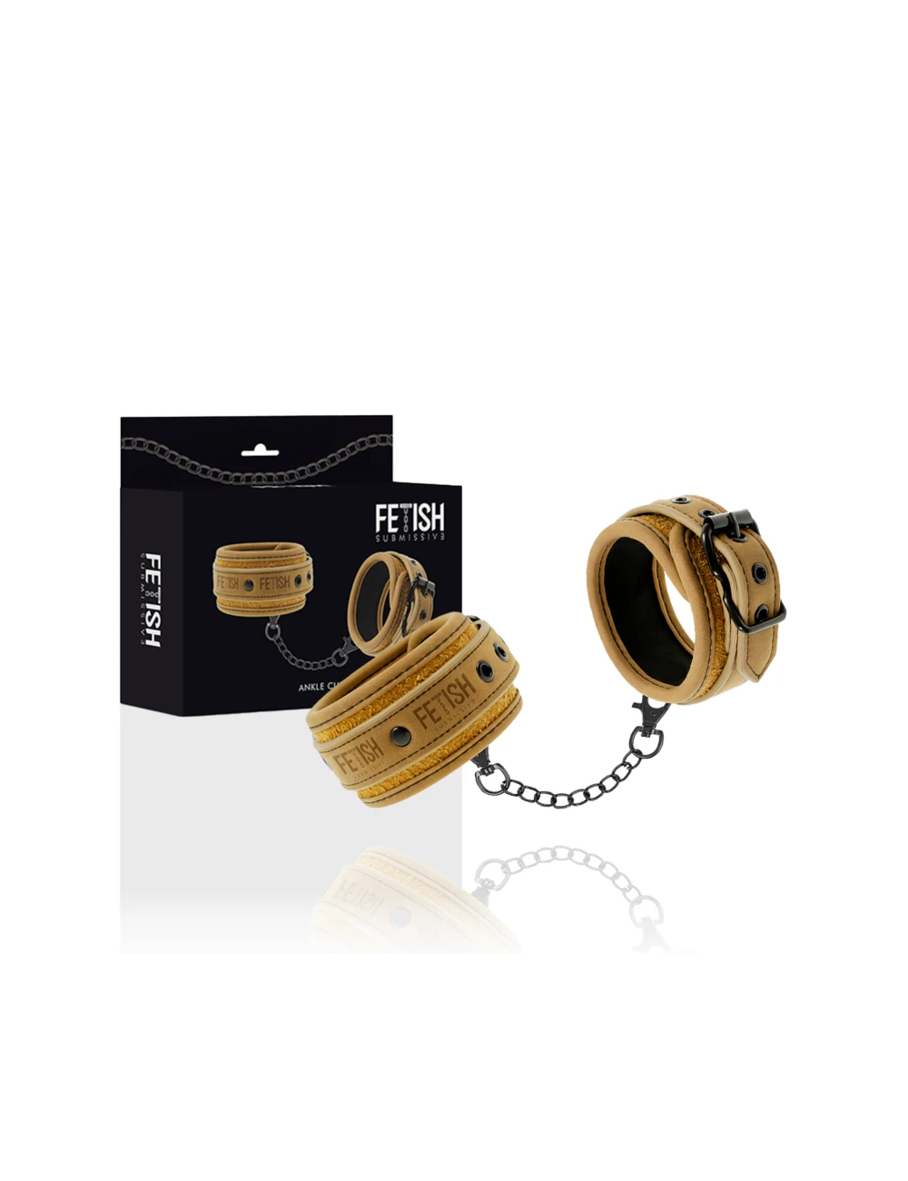 FETISH SUBMISSIVE ORIGEN - VEGAN LEATHER ANKLE CUFFS WITH NEOPRENE LINING FETISH SUBMISSIVE ORIGEN - VEGAN LEATHER ANKLE CUFFS WITH NEOPRENE LINING