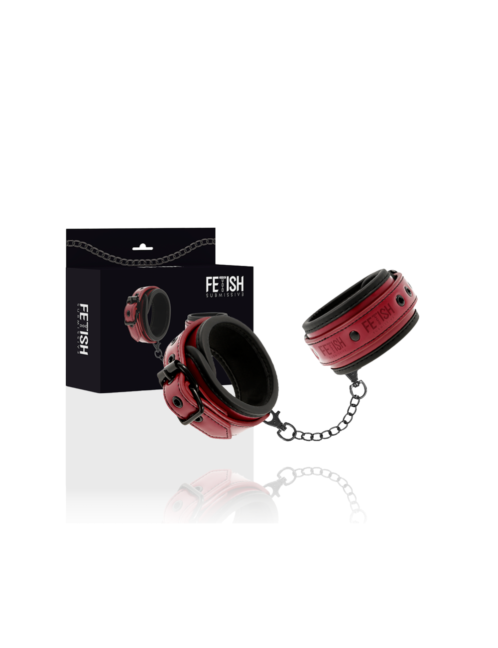 FETISH SUBMISSIVE DARK ROOM - VEGAN LEATHER HANDCUFFS WITH NEOPRENE LINING