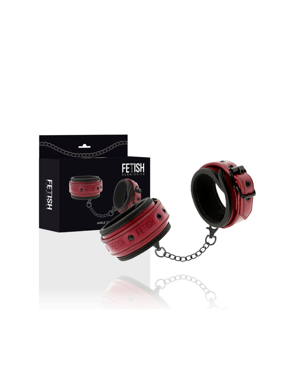 FETISH SUBMISSIVE DARK ROOM - VEGAN LEATHER ANKLE HANDCUFFS WITH NEOPRENE LINING