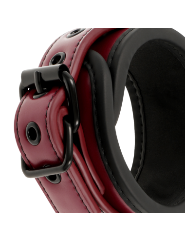 FETISH SUBMISSIVE DARK ROOM - VEGAN LEATHER ANKLE HANDCUFFS WITH NEOPRENE LINING