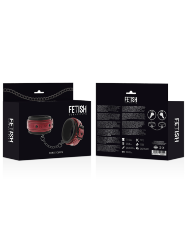 FETISH SUBMISSIVE DARK ROOM - VEGAN LEATHER ANKLE HANDCUFFS WITH NEOPRENE LINING