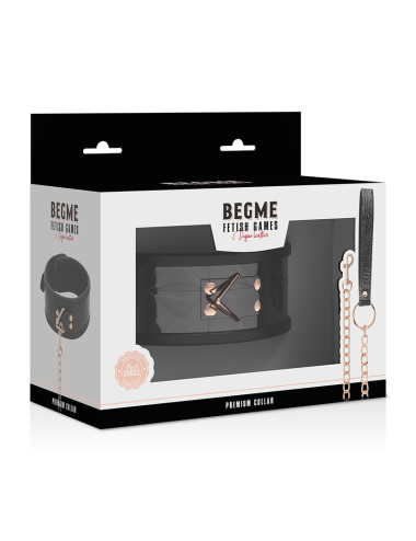 BEGME - BLACK EDITION PREMIUM VEGAN LEATHER COLLAR WITH NEOPRENE LINING