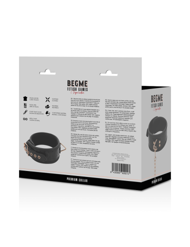BEGME - BLACK EDITION PREMIUM VEGAN LEATHER COLLAR WITH NEOPRENE LINING
