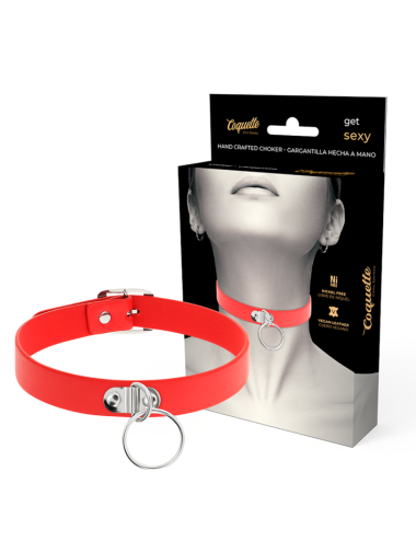 COQUETTE CHIC DESIRE - RED VEGAN LEATHER NECKLACE WOMAN FETISH ACCESSORY