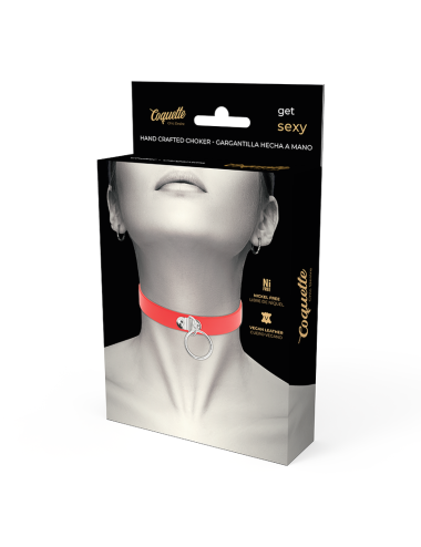 COQUETTE CHIC DESIRE - RED VEGAN LEATHER NECKLACE WOMAN FETISH ACCESSORY