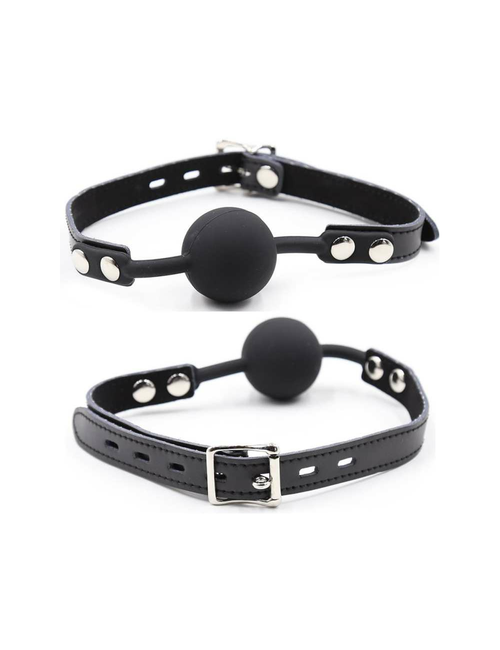 OHMAMA FETISH - SILICONE BALL GAG WITH LEATHER BELT (PADLOCK INCLUDED)