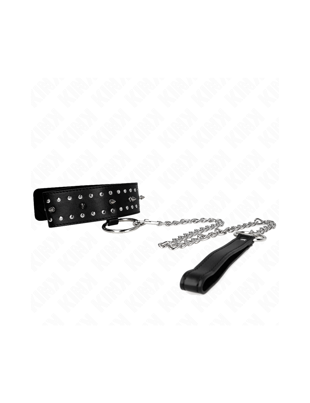 KINK - NECKLACE WITH LEASH 65 CM WITH SILVER STUDS MODEL 1 ADJUSTABLE 36-43 CM X 5 CM KINK - NECKLACE WITH LEASH 65 CM WITH SILVER STUDS MODEL 1 ADJUSTABLE 36-43 CM X 5 CM