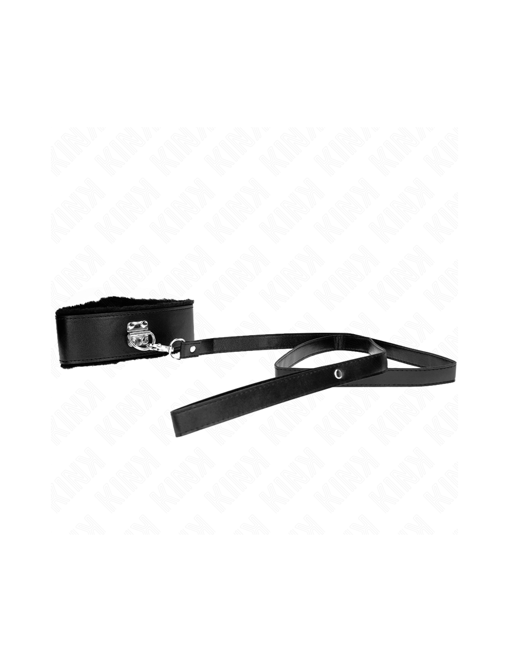 KINK - NECKLACE WITH LEASH 116 CM WITH SILVER STUDS MODEL 4 BLACK ADJUSTABLE 40-48 CM X 6 CM