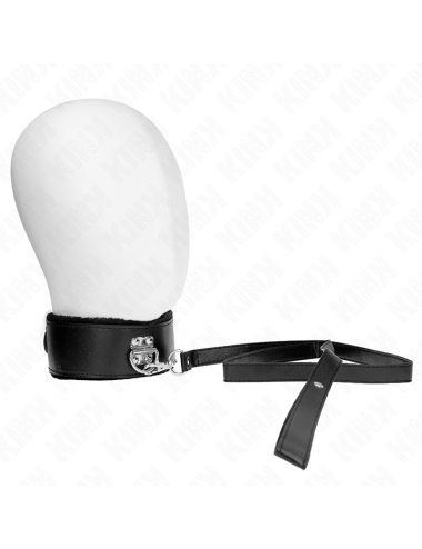 KINK - NECKLACE WITH LEASH 116 CM WITH SILVER STUDS MODEL 4 BLACK ADJUSTABLE 40-48 CM X 6 CM