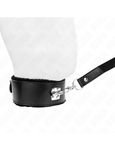 KINK - NECKLACE WITH LEASH 116 CM WITH SILVER STUDS MODEL 4 BLACK ADJUSTABLE 40-48 CM X 6 CM