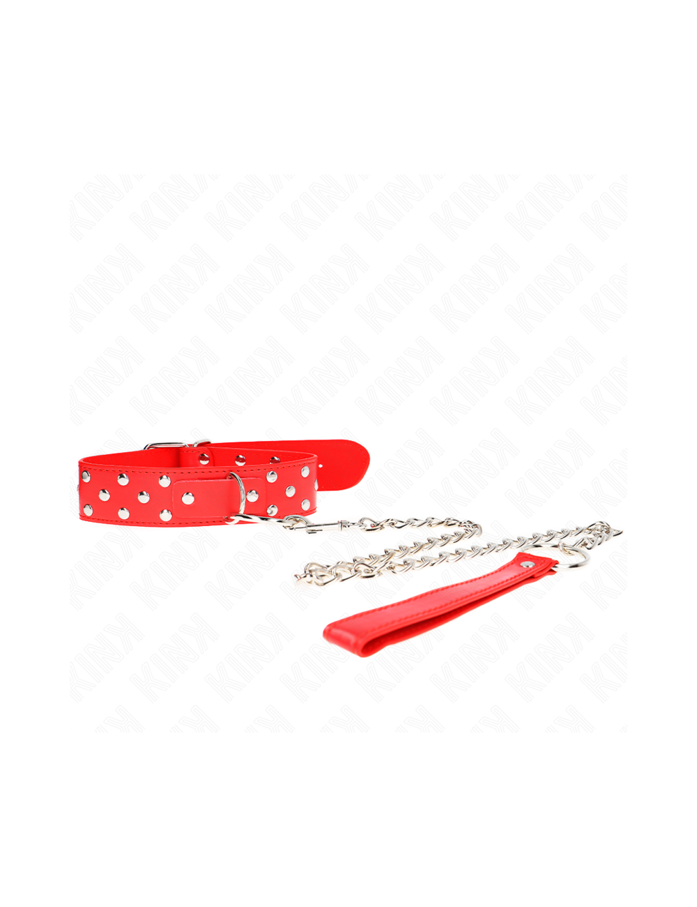 KINK - RING RIVET STRAP NECKLACE WITH BELT 65 CM RED ADJUSTABLE 36-50 CM X 3.8 CM
