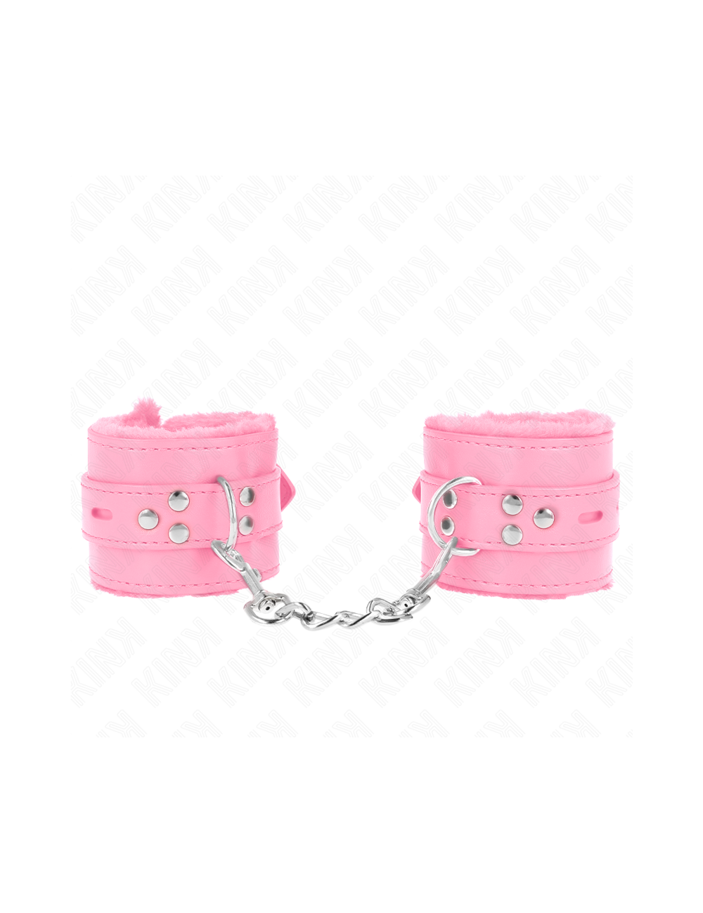KINK - FUR LINED WRIST RESTRAINTS WITH SQUARE HOLES PINK AND PINK BELT ADJUSTABLE 17-29 CM X 6 CM
