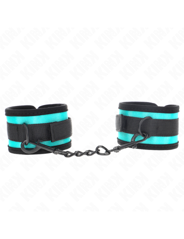 KINK - HOOK AND LOOP NYLON BIND WRIST RESTRAINTS BLACK-BLUE ADJUSTABLE 18-32 CM X 5 CM