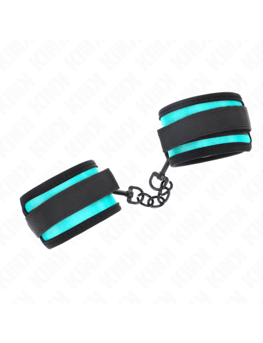 KINK - HOOK AND LOOP NYLON BIND WRIST RESTRAINTS BLACK-BLUE ADJUSTABLE 18-32 CM X 5 CM
