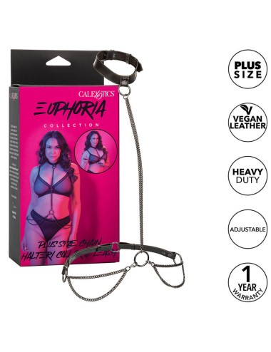 CALEXOTICS - EUPHORIA CHAIN HALTER COLLAR & LEASH PLUS SIZE