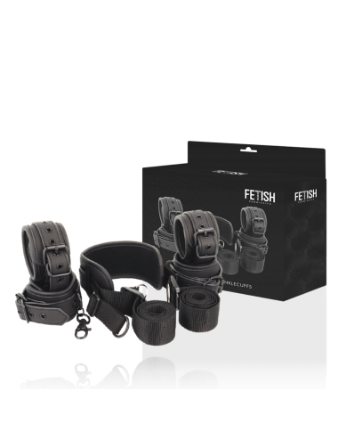 FETISH SUBMISSIVE - MASTER POSITION WITH 4 NOPRENE-LINED HANDCUFFS