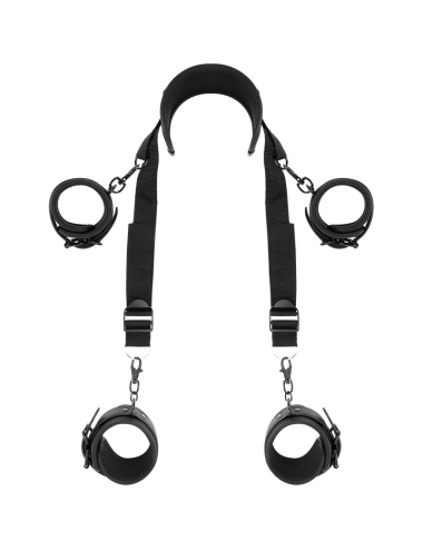 FETISH SUBMISSIVE - MASTER POSITION WITH 4 NOPRENE-LINED HANDCUFFS