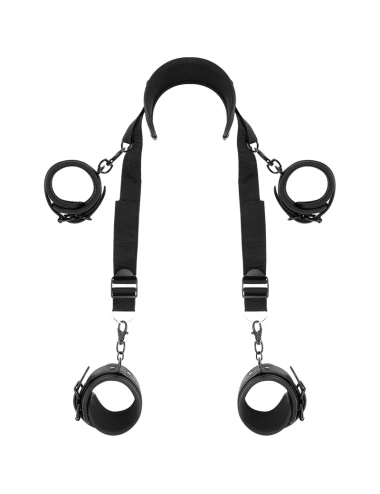 FETISH SUBMISSIVE - MASTER POSITION WITH 4 NOPRENE-LINED HANDCUFFS