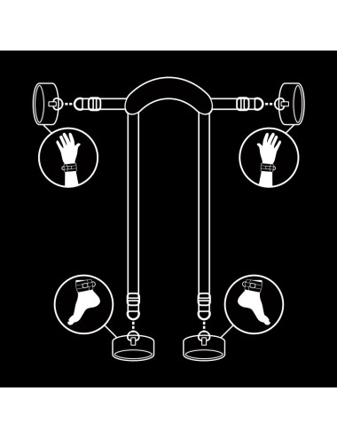 FETISH SUBMISSIVE - MASTER POSITION WITH 4 NOPRENE-LINED HANDCUFFS