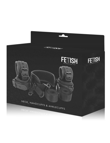 FETISH SUBMISSIVE - MASTER POSITION WITH 4 NOPRENE-LINED HANDCUFFS